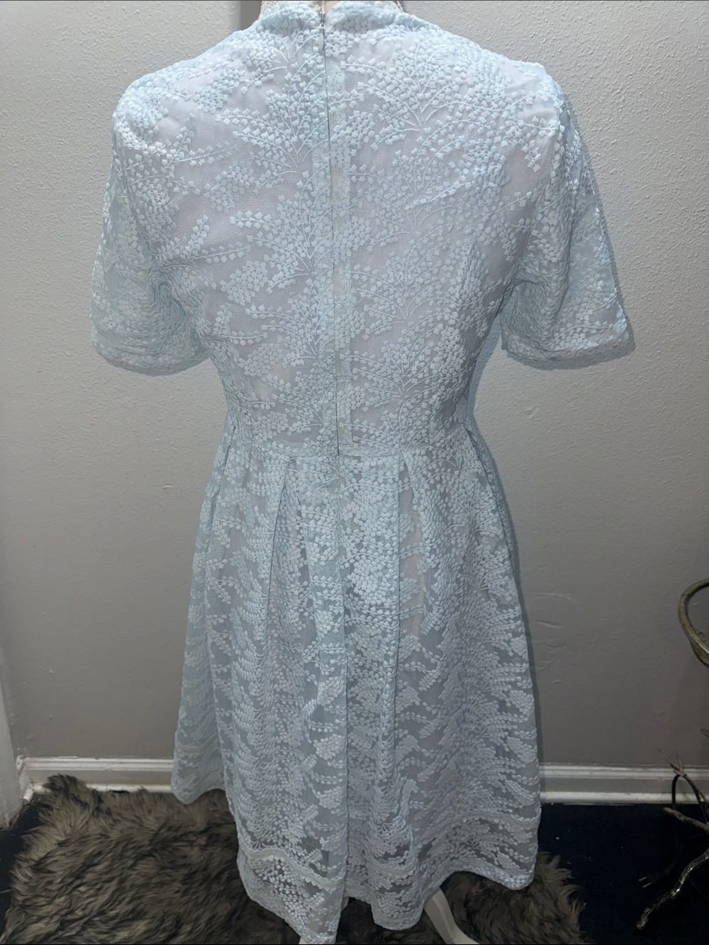 Rachel Parcell Pale Blue Lace Fit-and-Flare Midi Dress - Picture 7 of 7
